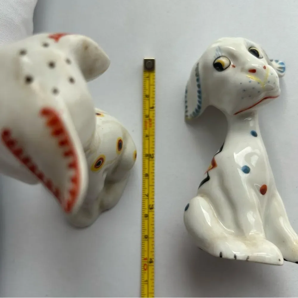 Vintage Ceramic Dalmatian Figurines Salt & Pepper Shakers